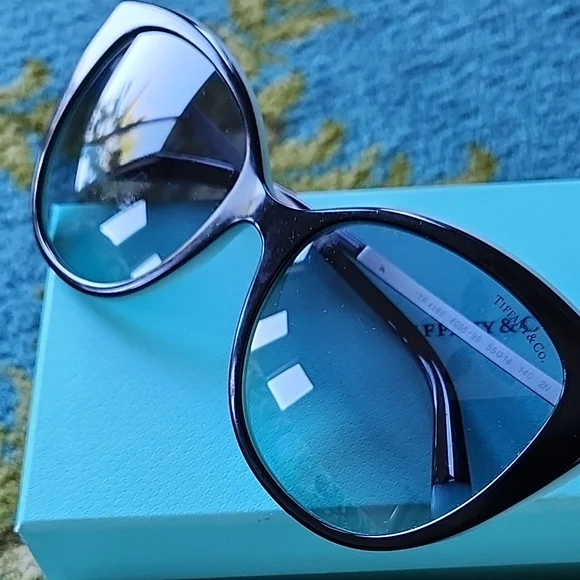 Tiffany & Co. Black Sunglasses with Blue Accents - www  display picture 2